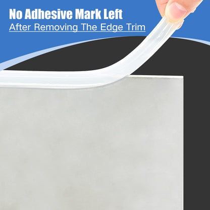 Clear Rubber Edge Trim, Self-Adhesive Silicone Edge Trim, Edge Protector for Sheet Metal, Glasses or Flexi Glasses, Silicone Rubber Material, Transparent Color, Fit 1/4"(6mm), U Channel Edge Guard