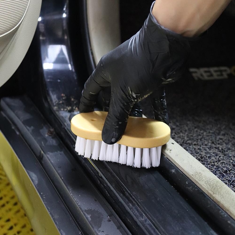 JSCARLIFE Car Interior Cleaning Brush, Deep Scrub Upholstery Scrubber, Soft Bristle Heavy Duty Handheld Scrub Brush for Car, Furniture, Sofa