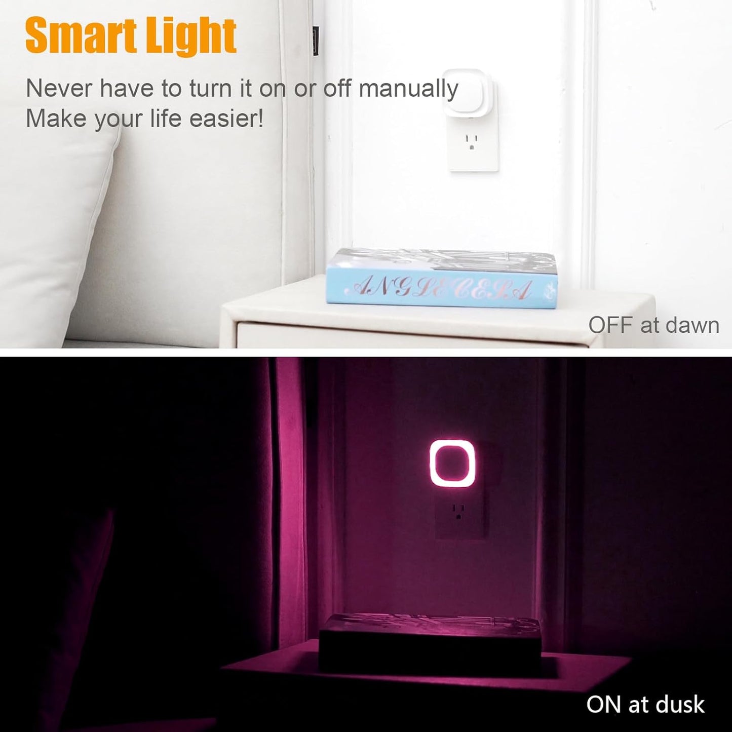 YUNLEX 2 Pack Red Night Light with Dusk to Dawn Sensor, Eye-Care Reflected Glow, 0% Blue Light True Red LED, 3-Level Brightness, Auto On/Off, Plug-in Nightlight for Sleep, Kids, Bedroom, Bathroom