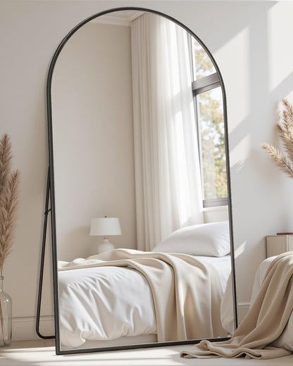 Full Length Mirror with Stand, 71"x28" Arched Full Body Large Stand Up Aluminum Frame Floor Standing Mirror, Freestanding Hanging Leaning Mounted for Bedroom Living Room Entryway Gold