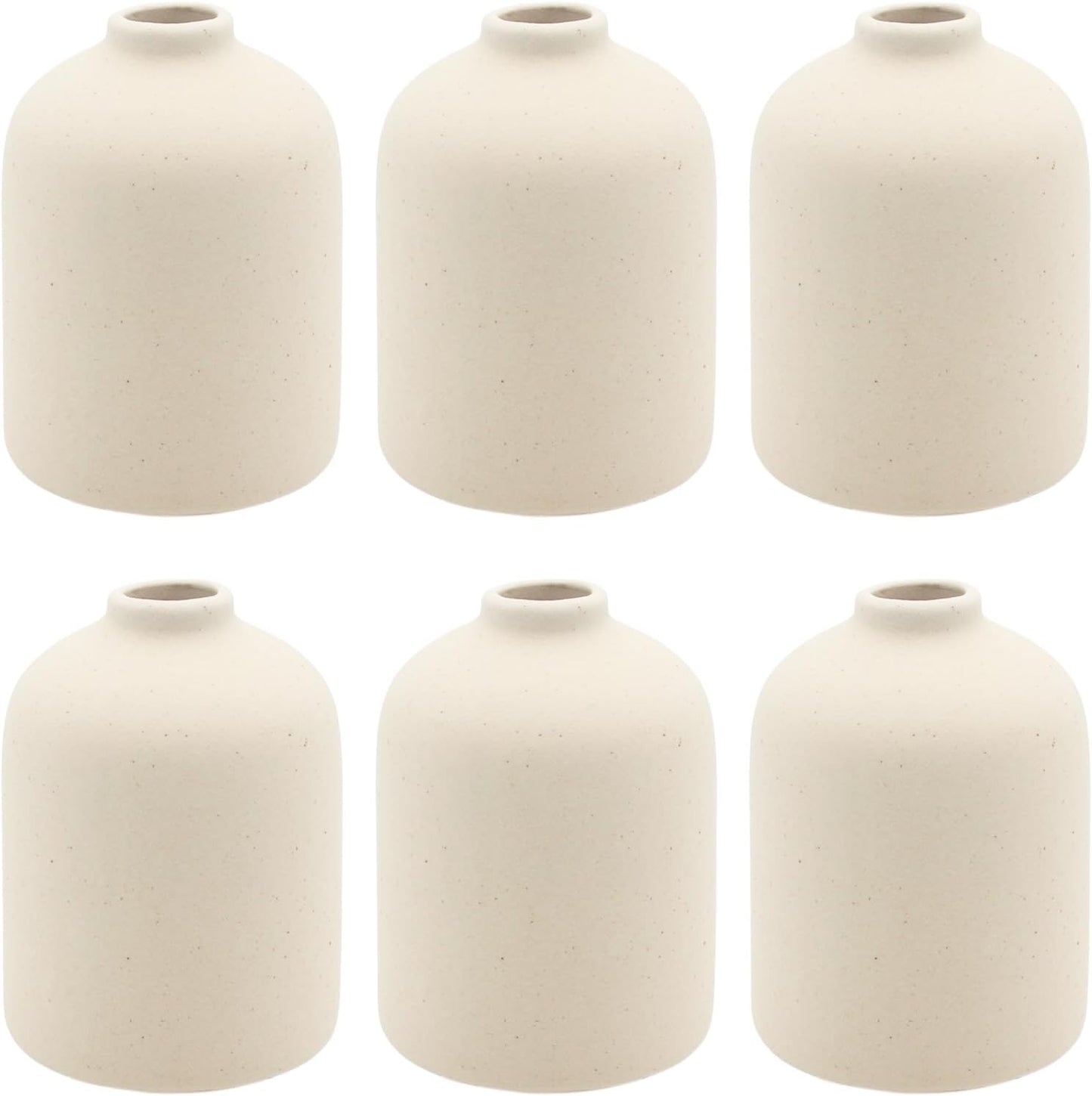 YANLING 6 Pack White Vase Small Ceramic Vases for Decor, Bud Vases | for Centerpieces White Vases for Flowers Boho Home Decor, Pampas Grass Dried Flowers Vases
