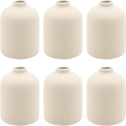 YANLING 6 Pack White Vase Small Ceramic Vases for Decor, Bud Vases | for Centerpieces White Vases for Flowers Boho Home Decor, Pampas Grass Dried Flowers Vases