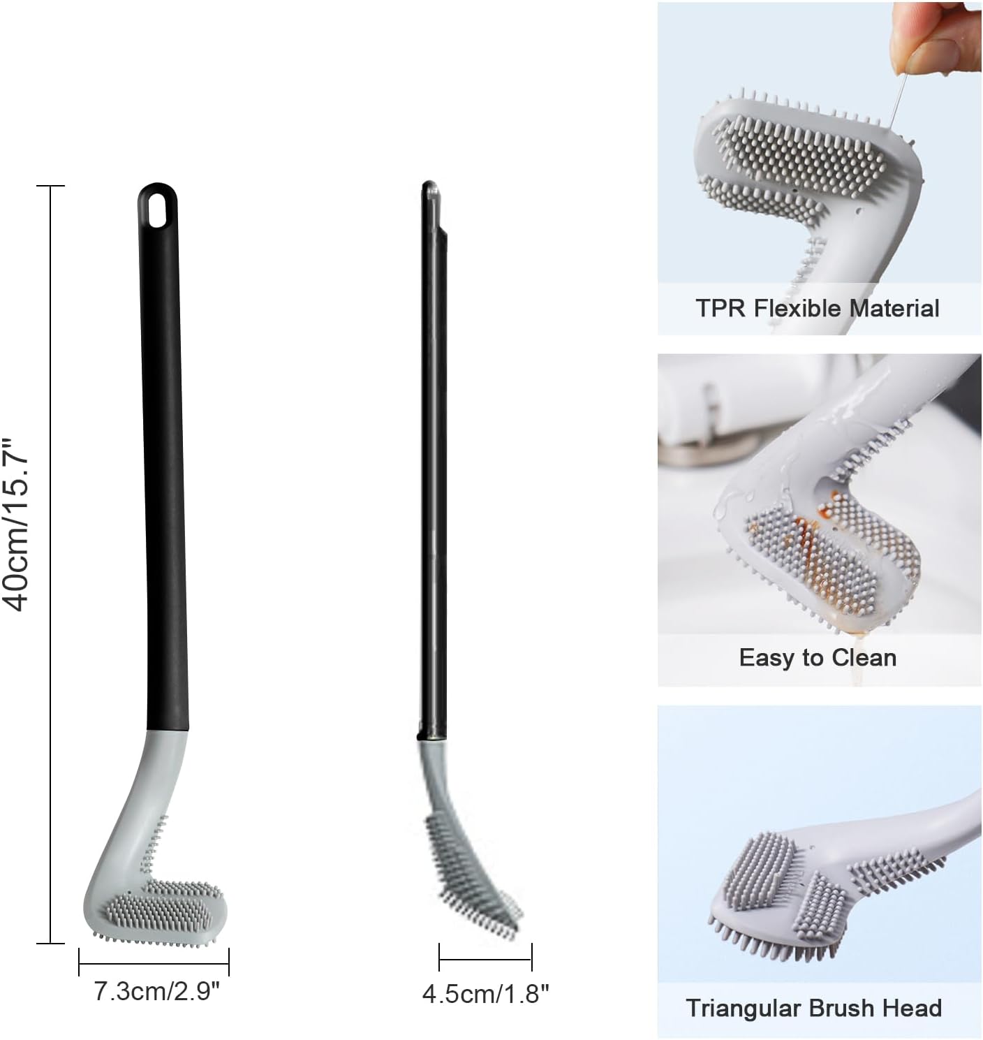 3 Pack Golf Toilet Brush, Flexible Long Handled Toilet Cleaning Brush, 360° No Dead Space Deep Toilet Cleaning Brush, Toilet Brush for Bathroom, with Hook (White + Blue + Grey)