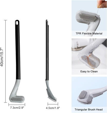 3 Pack Golf Toilet Brush, Flexible Long Handled Toilet Cleaning Brush, 360° No Dead Space Deep Toilet Cleaning Brush, Toilet Brush for Bathroom, with Hook (White + Blue + Grey)