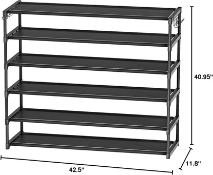 LUKYTOWER Extra Long Shoe Rack 2 Tier Shoe Storage Organizer Wide Stackable Shoe Organizer Racks for Closet Entryway,Shoe Shelf Stand Sturdy Durable Shoes Rack Holder Save Space