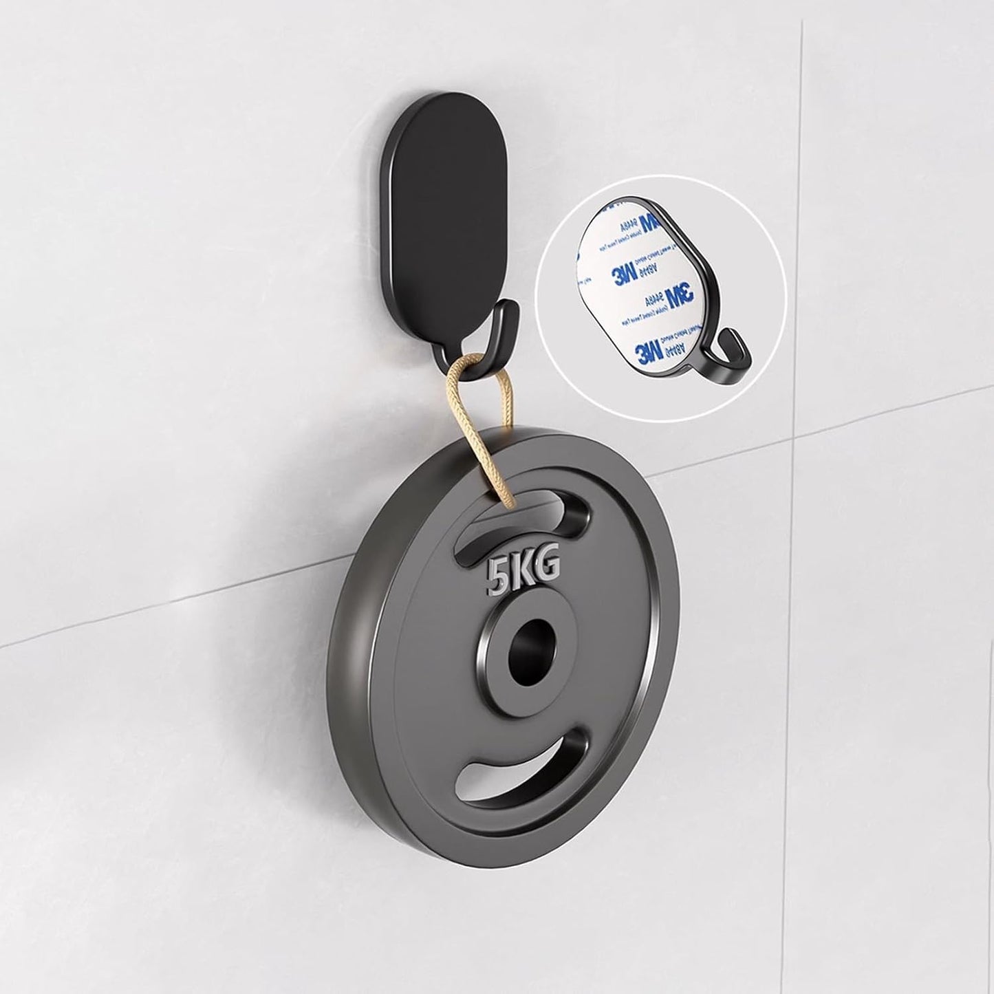 Command Hooks, 5 PCS Adhesive Wall Hooks,Waterproof, No Damage, for Hanging Heavy Duty Towel Coat for, Bathroom Shower Kitchen Keys Door Outdoor Home Improvement Utility Hook(Black)