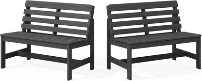 SERWALL HDPE Outdoor Storage Bench, Deck Box with Waterproof Storage Bags | All-Weather Benches | 57 Gallon Dual-Use Seat | Organizer Deck Boxes for Patio, Garden Tools & Pool | Dark Black