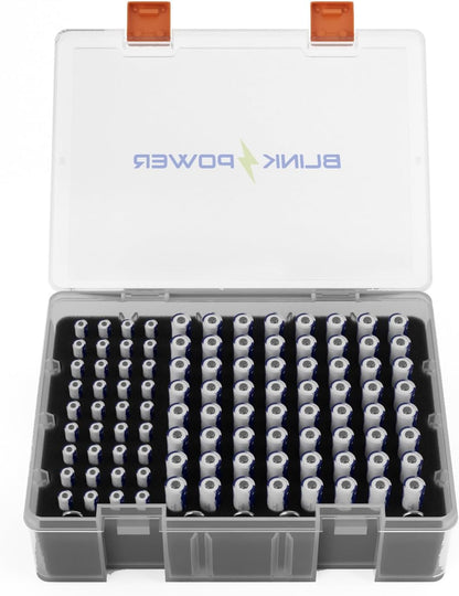 Blinkspower™ Battery Organizer Storage Case | Lockable, Moistureproof, Holds 64 AA Batteries, 36 AAA Batteries, 5 Coin Batteries and More