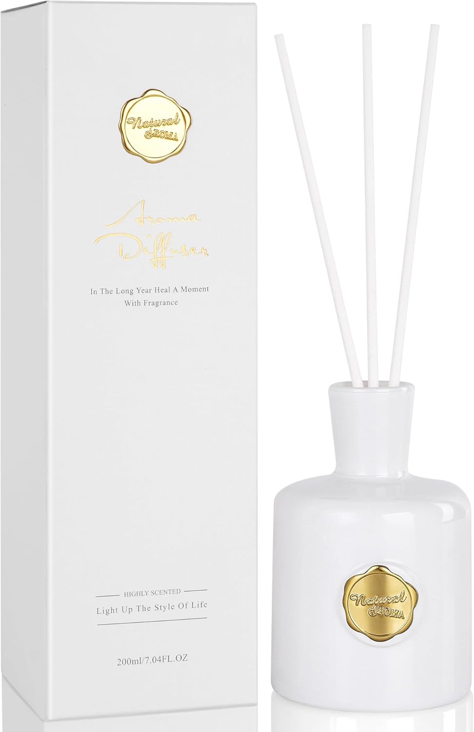 XEPTLE Reed Diffuser Set, 7.04 oz Oud & Bergamot Scent Diffuser with 5 Sticks, Long Lasting Air Freshener, Essential Oil Reed Diffuser for Home, Home Fragrance for Office, Bathroom Shelf Decor, Black