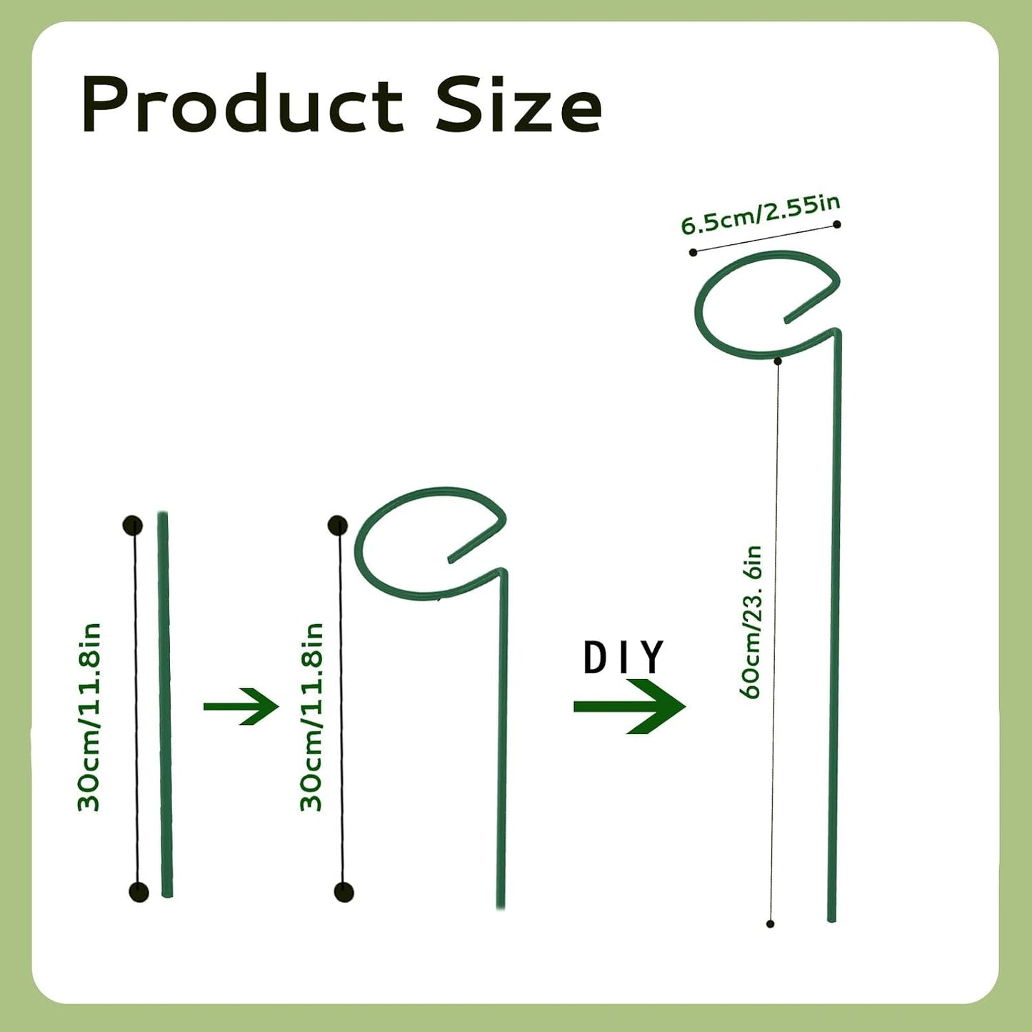 Avxdbr 5Pcs Plant Stakes for Flowers 23.6 Inch Or 11.8 Inch Metal Plant Cage Support Rings Garden Single Stem Stake with Adjustable Height for Garden Support Indoor Outdoor Plants