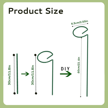 Avxdbr 5Pcs Plant Stakes for Flowers 23.6 Inch Or 11.8 Inch Metal Plant Cage Support Rings Garden Single Stem Stake with Adjustable Height for Garden Support Indoor Outdoor Plants