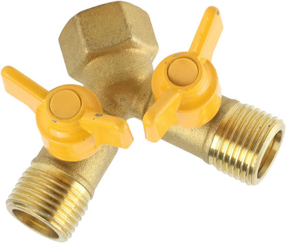Empaque Manguera,Washing Machine Hose Splitter 2 Way,Washing Machine Laundry Tub Splitter G1 2 Brass Garden Irrigation 2 Way Double Tap Hose Adapter Dual Faucet Connector