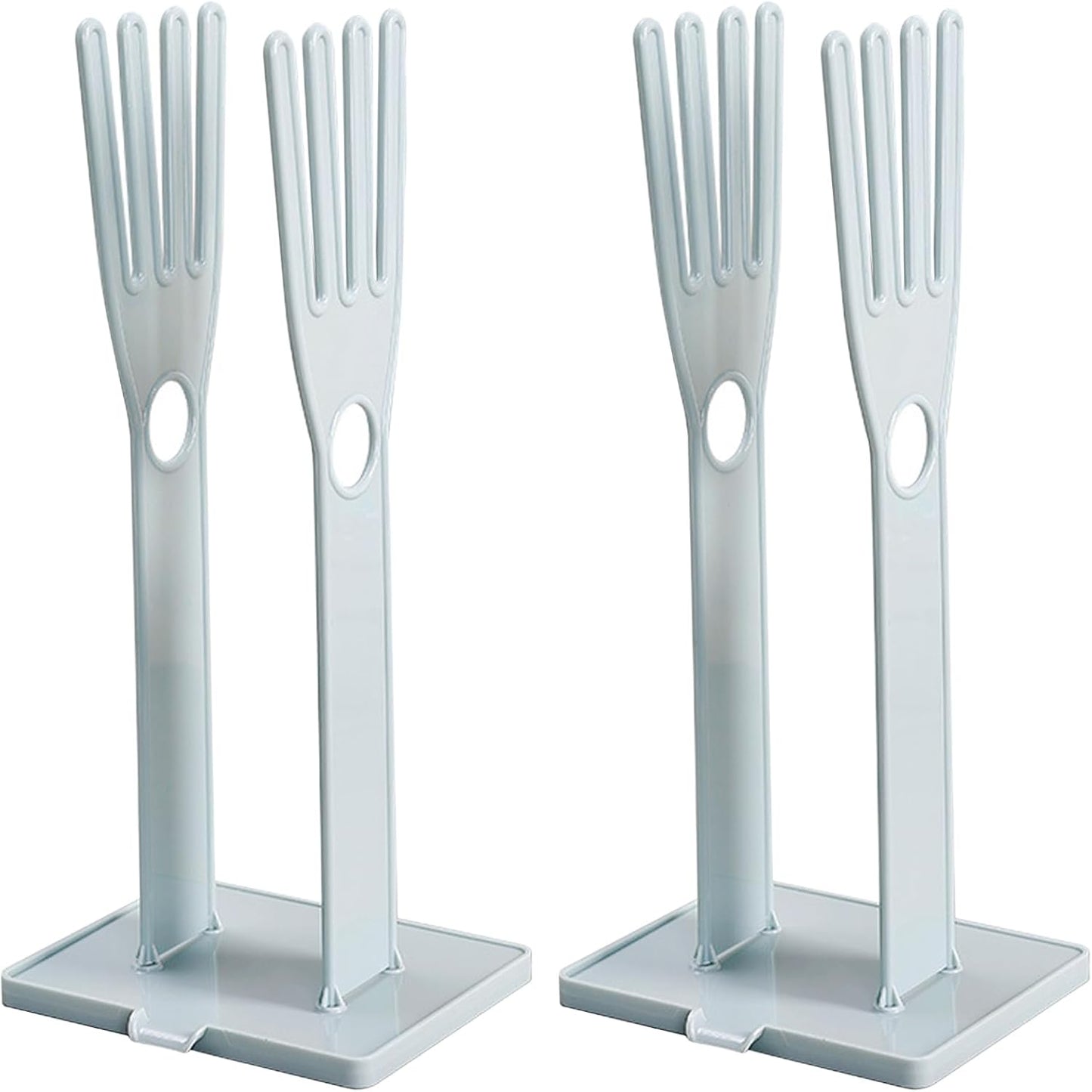 Rubber Glove Holder Glove Holder 2 Sets Plastic Drying Rack with Towel Storage Hole, Drain Outlet and Detachable Base for Kitchen Countertop or Sink