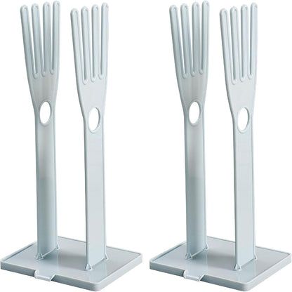 Rubber Glove Holder Glove Holder 2 Sets Plastic Drying Rack with Towel Storage Hole, Drain Outlet and Detachable Base for Kitchen Countertop or Sink