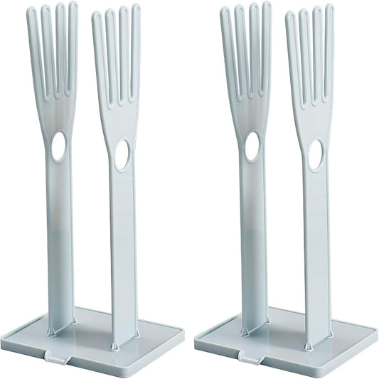 Rubber Glove Holder Glove Holder 2 Sets Plastic Drying Rack with Towel Storage Hole, Drain Outlet and Detachable Base for Kitchen Countertop or Sink