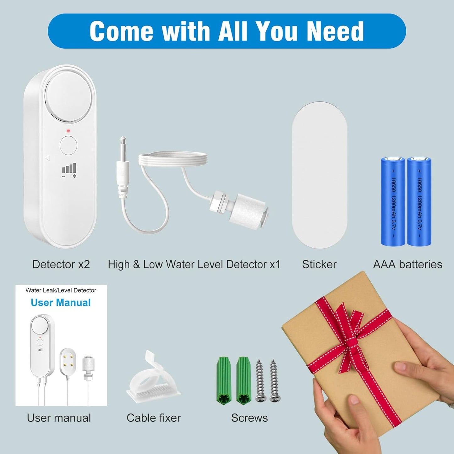 DAYTECH Water Level Sensor, 100 dB High or Low Sump Pump Alarm, 79in Cable | Battery powered, no WiFi required, adjustable volume, low battery reminder, tanks, aquariums, pools and cisterns