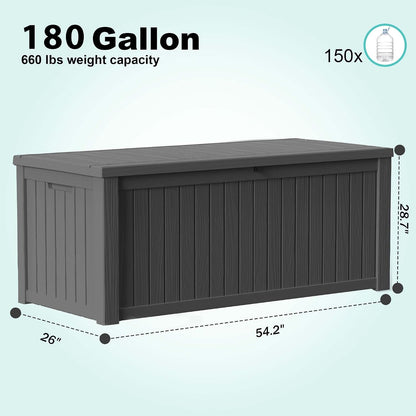 EasyUp 50 Gallon Outdoor Storage Box Waterproof Lockable Deck Boxes | UV Resistant Resin, for Garden Tools Cushions Patio Equipment, 300 lbs Capacity, Portable Design, Easy 16-Min Assembly
