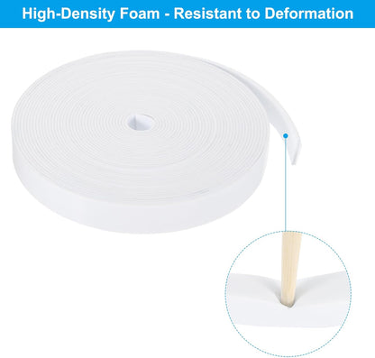 PATIKIL Weather Stripping Door Seal Strip, 3/8 Inch x 1/4 Inch x 32 Ft Self Adhesive Soundproof High Density Foam Tape Insulation for Door Window Air Conditioning, White - Colors B