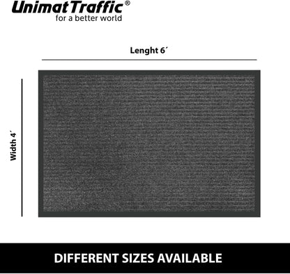 UNIMAT Traffic Guard Door Mat, 4´x 6´, Heavy Duty Waterproof Doormat, Stain and Fade Resistant Welcome Mats, Durable Rubber Backing, Low Profile Entryway Rug, Shoe and Boot Scraper, Charcoal