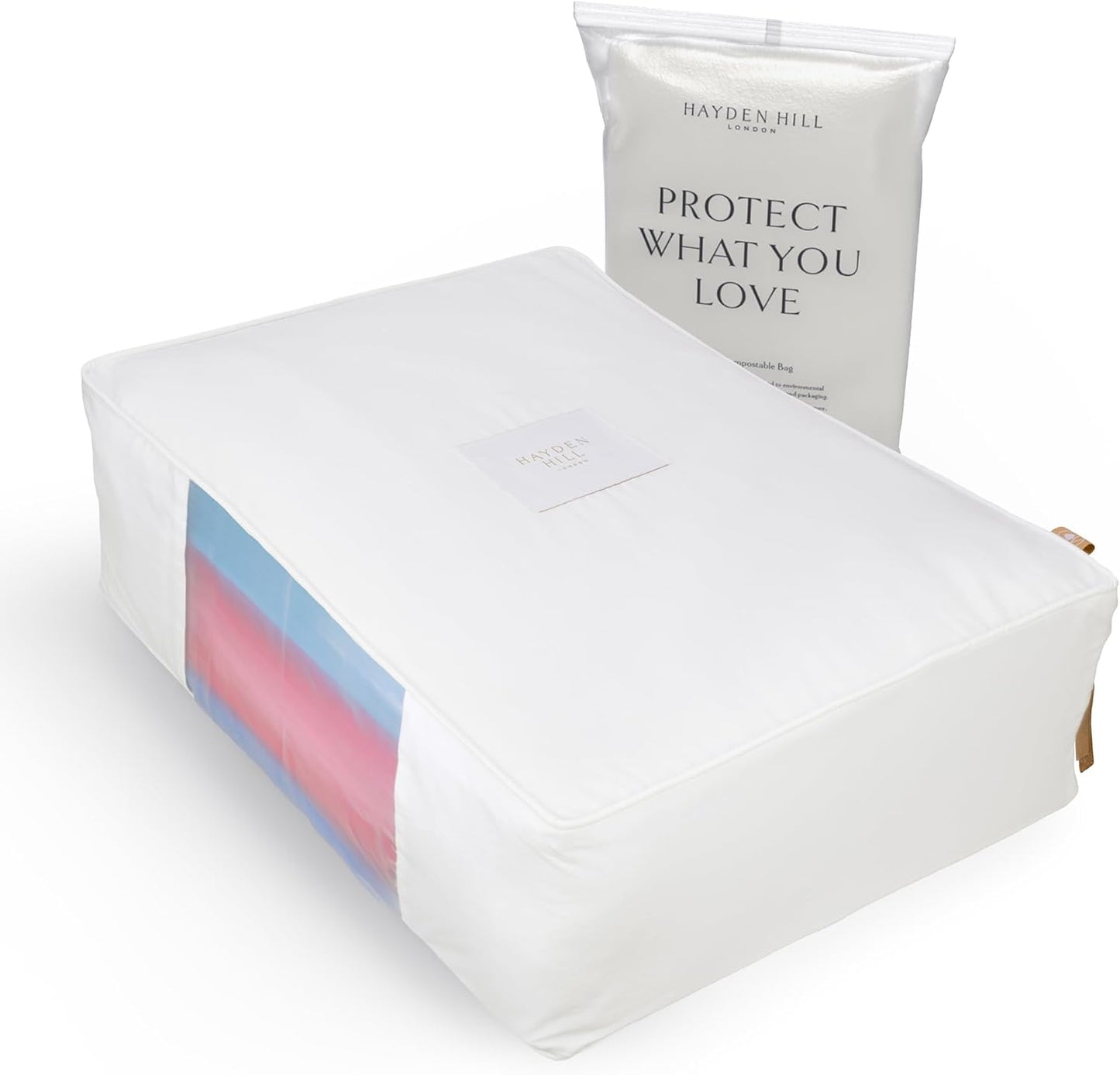 Hayden Hill Luxury Organic Cotton Sweater and Blanket Storage Bag 20 Inch | Fits 9 Fine Knits or 2 Blankets, Breathable, Moth Proof, Garment Storage Bag For Cashmere, Certified Carbon Neutral, White