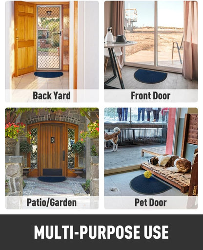 tchdio Door Mat Outdoor Indoor Entrance Doormat-Semicircular Durable Rubber Non Slip Front Door Mat for Outside Inside Entry Entryway Dirt Trapper WelcomeMat for Muddy Paws and Shoes-Black 17”x30”
