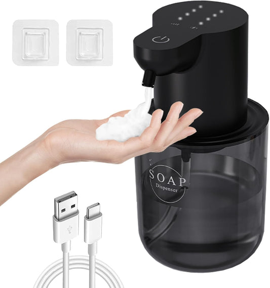 Automatic Foaming Soap Dispenser Touchless Rechargeable 13.53oz/400ml with Wall Mount and 4-Level Adjustable Electric Foam Soap Dispenser, Hand, Hands Free, Bathroom, Kitchen (White)