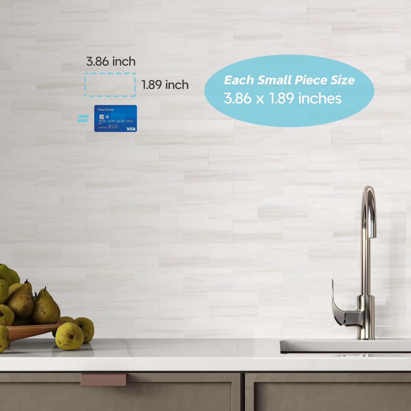 STICKGOO 10-Sheet Subway Tile Peel and Stick Backsplash, Seamless Design Polished Eurasia Beige Kitchen Backsplash Wall Tiles, Glossy Surface Waterproof Stick on Tile for Bathroom, RV, Fireplace