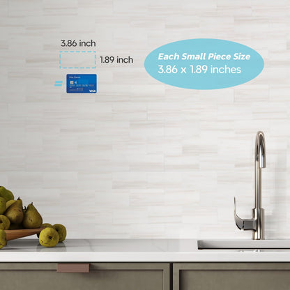 STICKGOO 10-Sheet Subway Tile Peel and Stick Backsplash, Seamless Design Polished Eurasia Beige Kitchen Backsplash Wall Tiles, Glossy Surface Waterproof Stick on Tile for Bathroom, RV, Fireplace