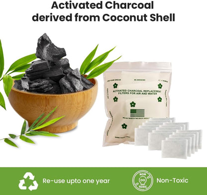 Green Piece® 24 Pack Overstuffed All-Natural Diaper Pail Deodorizer | Activated Charcoal Air Purifier Compatible with Diaper Pails, Shoe Closets, Trash Cans, Pets - Made in The USA by Green Piece