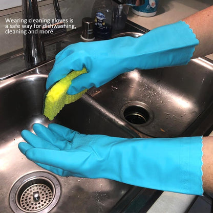 Alimat PluS 3 Pack Reusable Cleaning Gloves Latex Free, Dishwashing Gloves with Cotton Flock Liner and Embossed Palm, Waterproof Household Gloves for Laundry, Gardening (Medium)