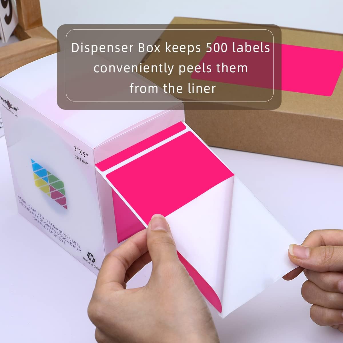PARLAIM 3 X 5 Inch Rectangle Adhesive Color Coding Stickers,Square Inventory Label Stickers -500Per Dispenser Box (Fluorescent Green)