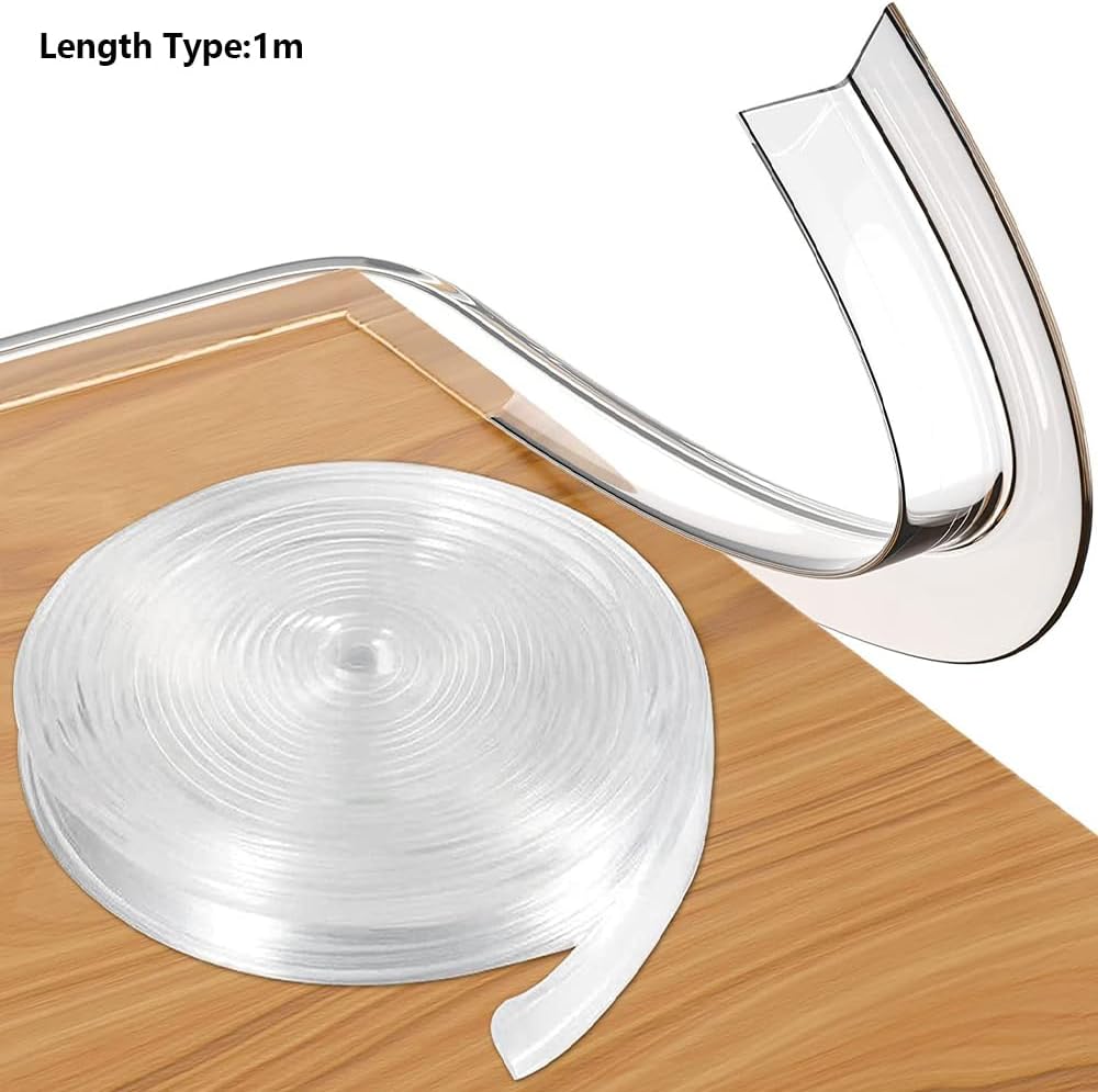 Clear Soft Edge Protector Strip, Soft PVC Baby Proofing Edge Protector with Strong Adhesive for Desk Wall Furniture Corner Safety Protection (3meter)
