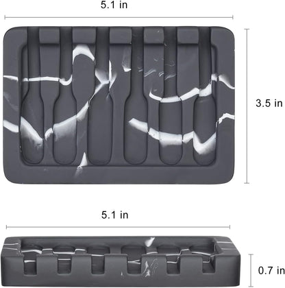 INIUNIK Self Draining Soap Dish - Marble Look Soap Holder Tray Savers Box Container Sponge Holder for Bathroom Shower Kitchen, White