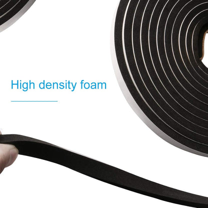 Seal Foam Tape,1/2 Inch W x 1/8 Inch T Weather Stripping for Door and Window,High Density Single Sided Closed Cell Door Insulation Weather Strip, 3 Rolls Total 50FT Black