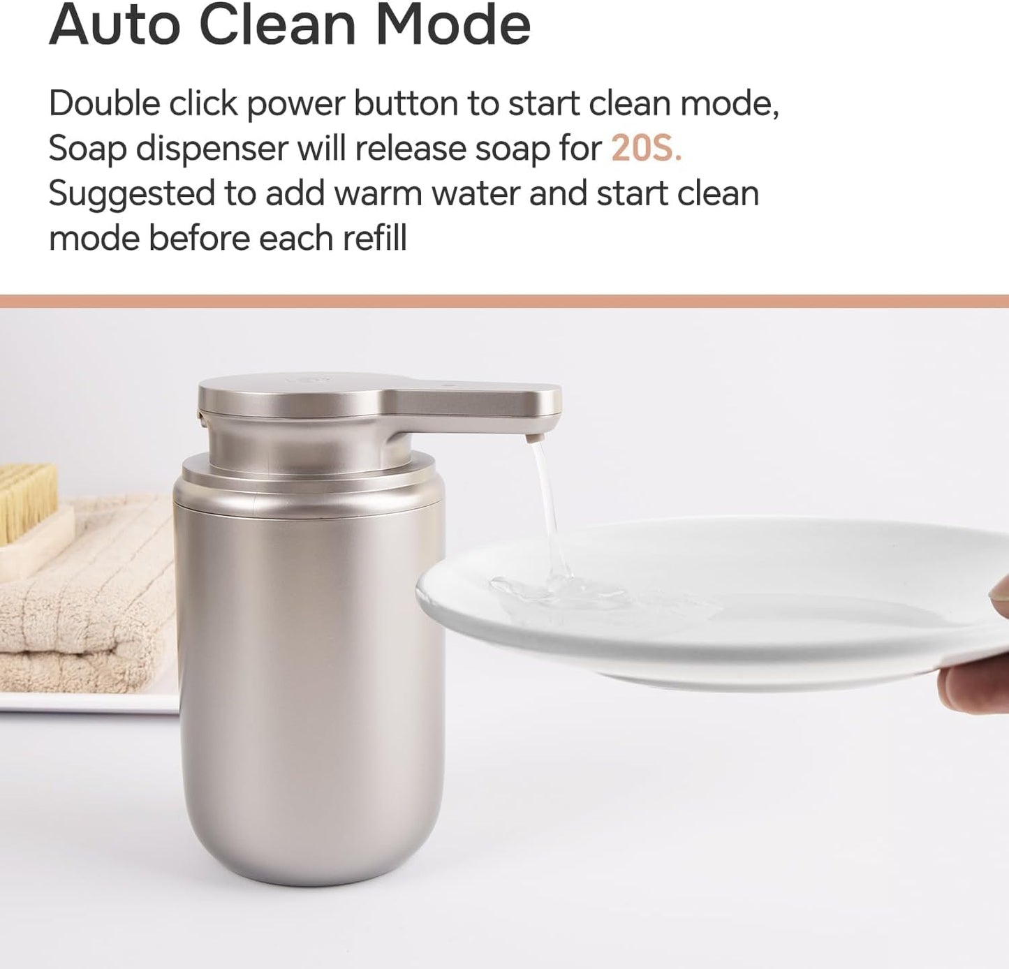LAOPAO Automatic Foaming Soap Dispenser Plastic, Rechargeable Touchless Foam Hand Soap Dispenser for Bathroom, ABS Soap Pump for Kitchen, Water-Resistant, Xmas Gift 10oz, Plastic (NOT Metal)