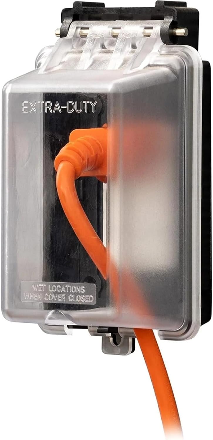 Weatherproof Outlet Cover, 1-Gang In-Use Horizontal/Vertical Enclosure, Clear Cover