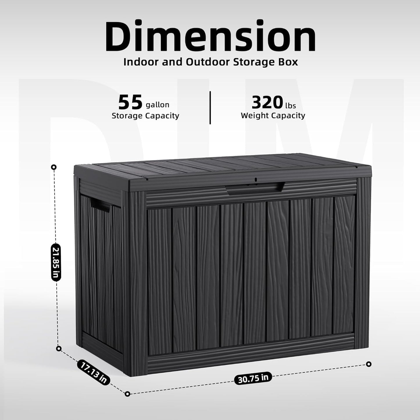 Vixzen 55 Gallon Deck Boxes Outdoor Waterproof, Lockable Resin Storage Box with lid for Furniture Cushions, Weatherproof Containers Outside Storage Boxes for Garden Patio Pool Tools(Black, 55 Gallon)