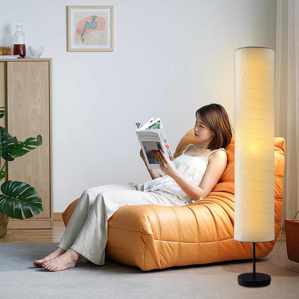 YY YEARCHY Floor Lamp Paper Lamp Japanese Standing Lamps with Rice Paper Shade for Bedroom Livingroom Slim