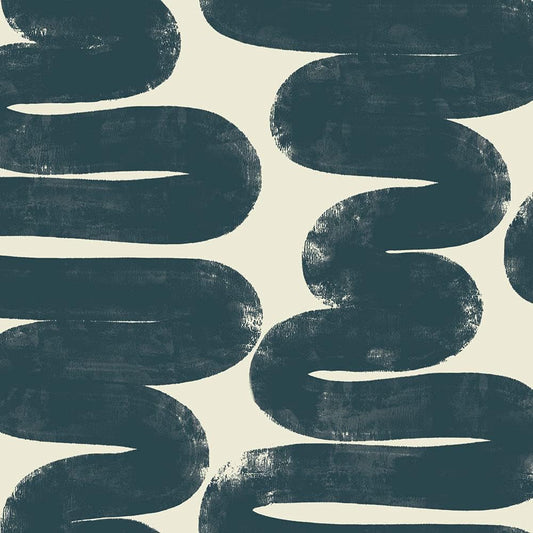 Tempaper x Bobby Berk White & Black Wiggle Room Removable Peel and Stick Wallpaper, 20.5 in X 16.5 ft, Made in The USA