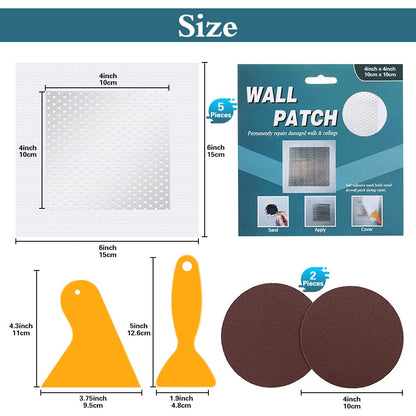 4'' by 4'' Drywall Repair Patch, 5 Pcs Wall Patch Repair Kit, Self Adhesive Wall Mesh Repair, Large Hole Patch for Drywall, Sheet Rock Patch, Aluminum Metal Sheetrock Ceiling Dry Wall Patch