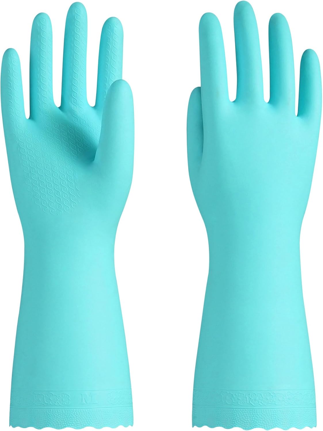 PACIFIC PPE 2 Pairs Reusable Dishwashing Cleaning Gloves with Latex Free, Cotton Lining, Kitchen Gloves, Blue, Medium