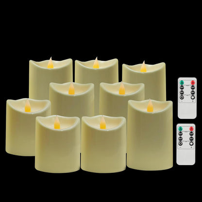 antizer Flameless Candles Led Candles Pack of 9 (H 4" 5" 6" 7" 8" 9" x D 2.2") Real Wax Battery Candles with Remote Timer for Home Fireplace Decor Wedding Festival Decor (Ivory 9 Pack)