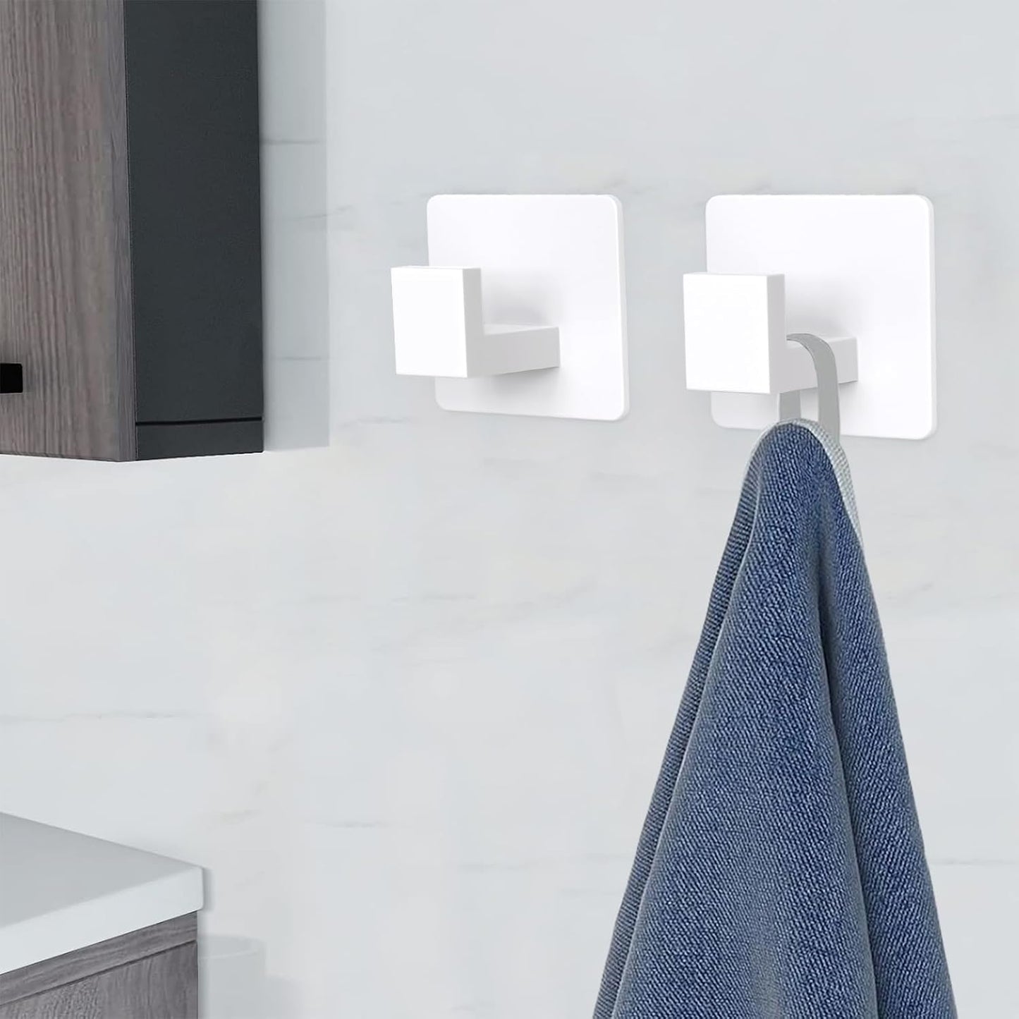 VAEHOLD 4 Pack Adhesive Towel Hooks, Heavy Duty Wall Hooks Aluminum Hooks Stick on Door, Kitchen, Bathroom for Hanging Coat, Hat, Towel, Robe, Clothes (Black)