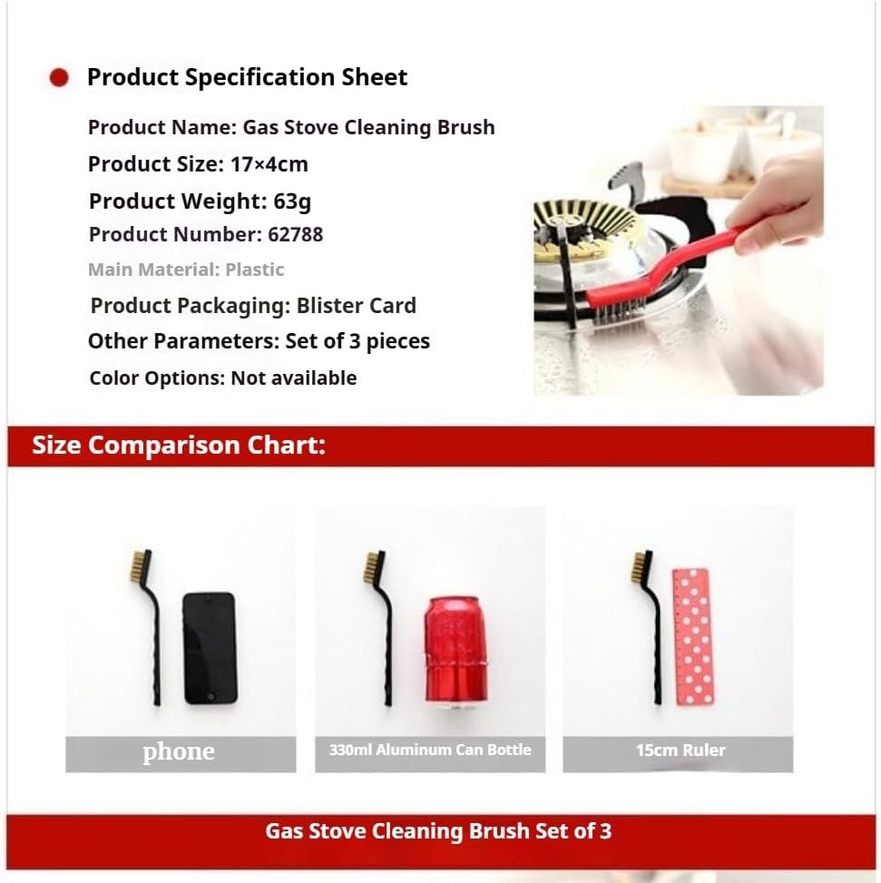 3Pcs Scrub Brush, Cleaning Brush, Steel Wire Brush for Gas Stove, Range Hood Filter & Kitchen Surface Cleaning