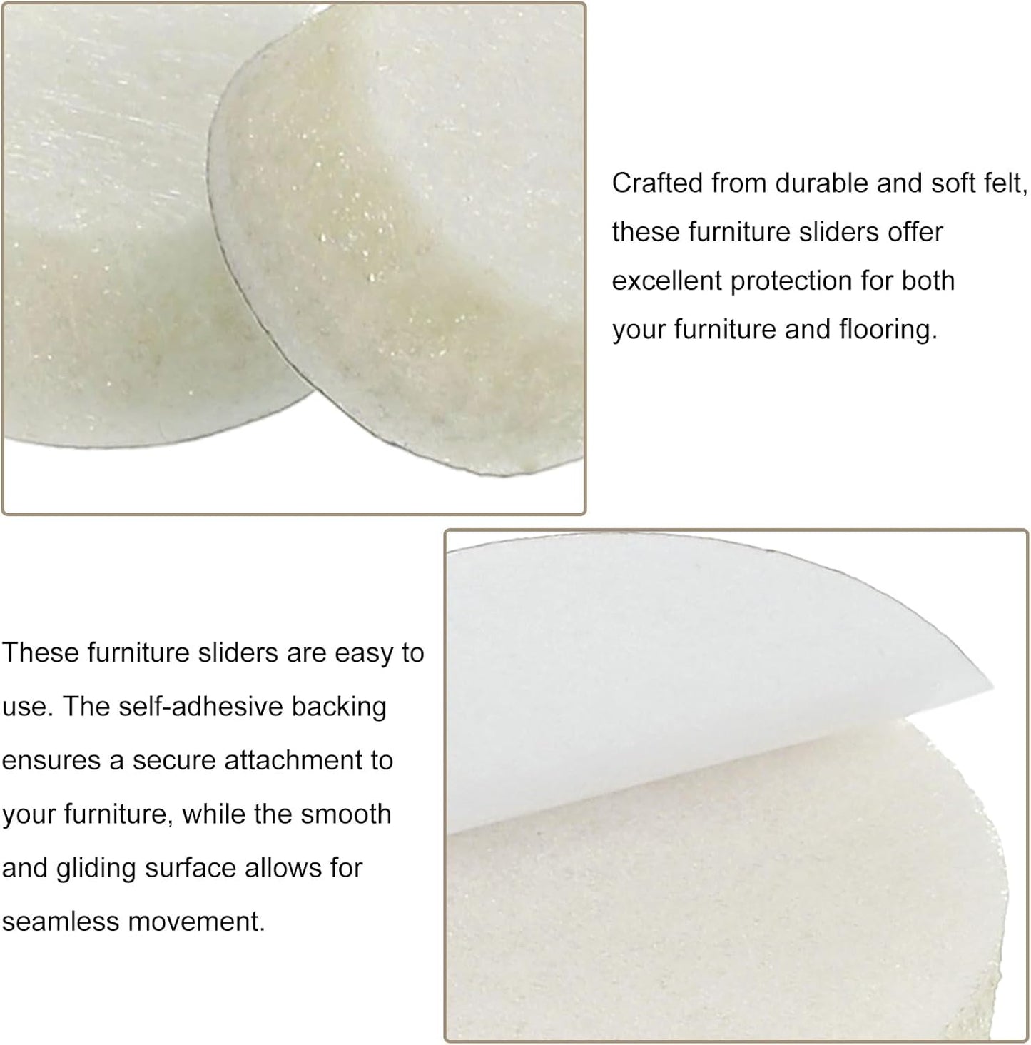 uxcell Furniture Pads, 50Pcs 1.25" - Round Self Adhesive Felt Furniture Pads, Floor Protectors for Furniture Feet Chairs Legs Hardwood Floors (Beige)
