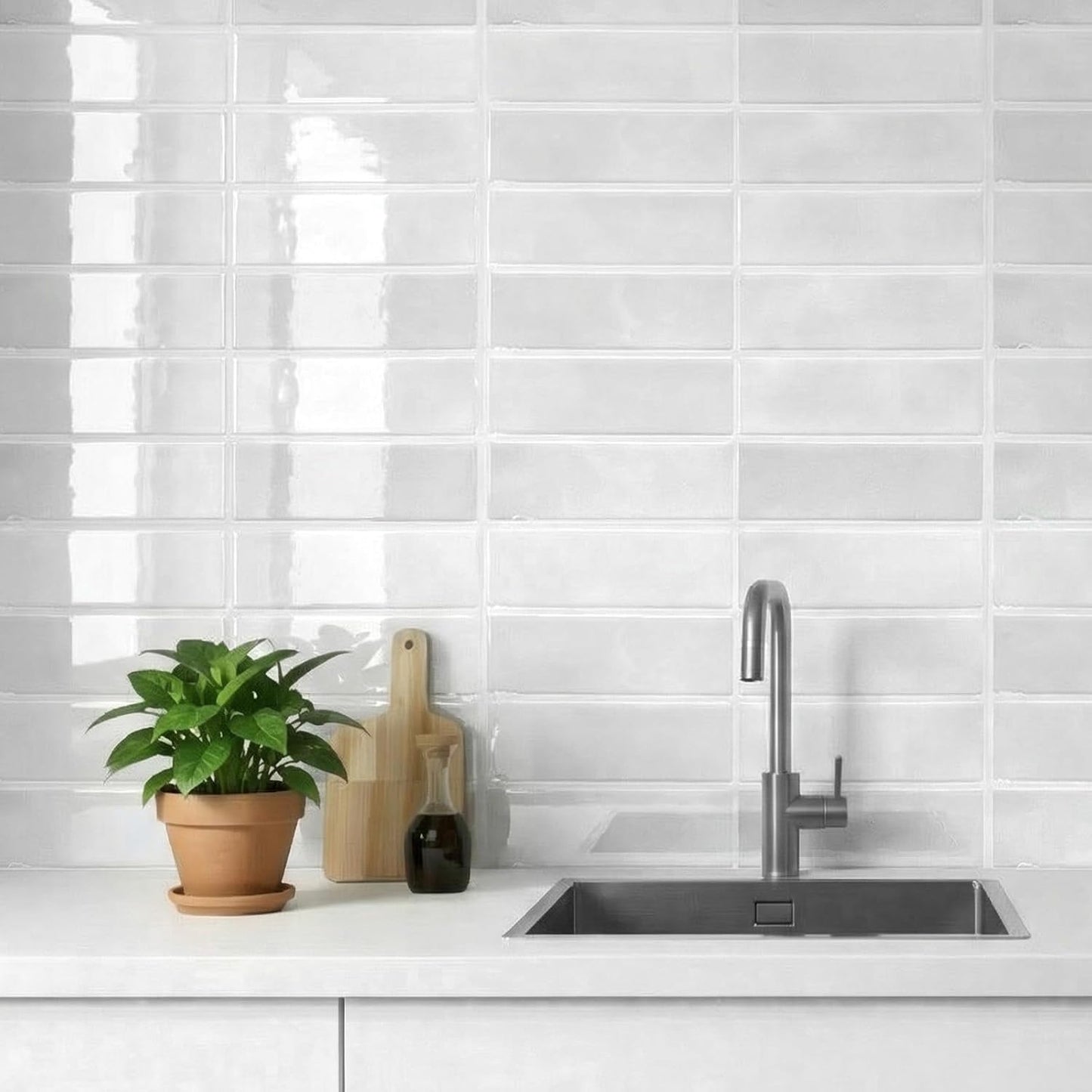 Peel and Stick Backsplash Tiles – Easy DIY Self-Adhesive Subway Wall Tiles, 10 Pack for Kitchen & Bathroom, 11.42'' x 9'' (White Grey)