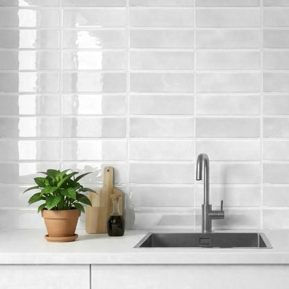 Peel and Stick Backsplash Tiles – Easy DIY Self-Adhesive Subway Wall Tiles, 10 Pack for Kitchen & Bathroom, 11.42'' x 9'' (White Grey)