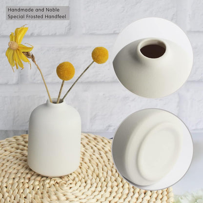 YANLING 6 Pack White Vase Small Ceramic Vases for Decor, Bud Vases | for Centerpieces White Vases for Flowers Boho Home Decor, Pampas Grass Dried Flowers Vases