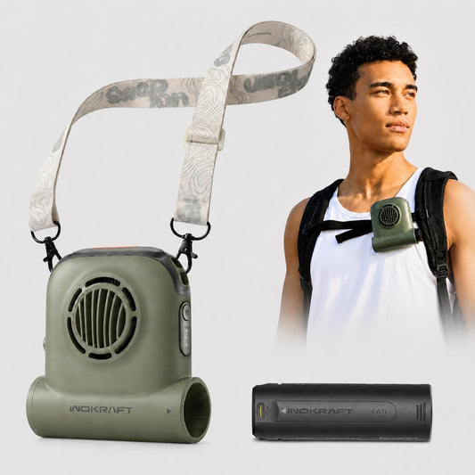 InoKraft Portable Fan Rechargeable for Hiking & Camping, Clip-On Waist Fan with Swappable 4Ah Rechargeable Battery, 49 ft/s Turbo Airflow, Up to 13H+ Runtime