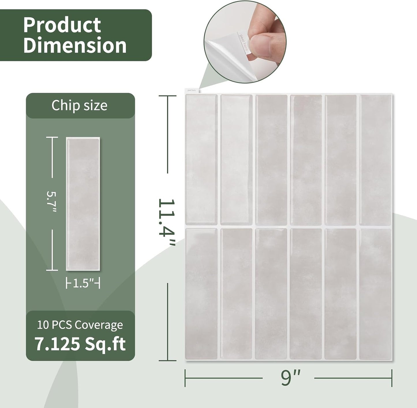 LONGKING 10-Sheet Thickened Peel and Stick Subway Tile Backsplash for Kitchen, Vertical Strip Design, Marble Tile, Waterproof Wall Sticker for Kitchen & Bathroom, Beige&White